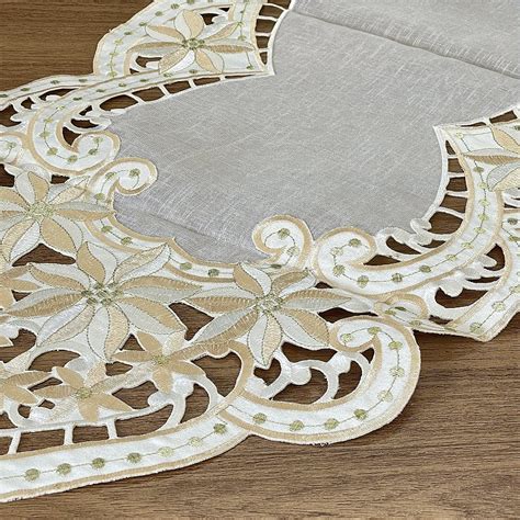 Caminho De Mesa Nude E Dourado Bordado Cm A Loja F Sica Amor De Casa Cozinha Foi Criada