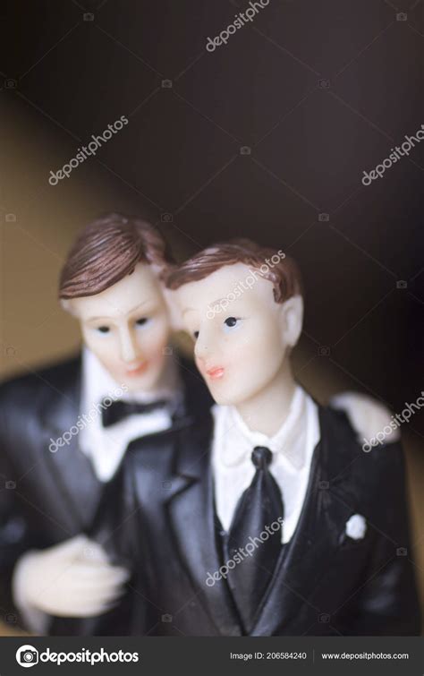 Cake Topper Gay Wedding Couple Two Male Grooms Holding Romantic Stock Photo Edwardolive