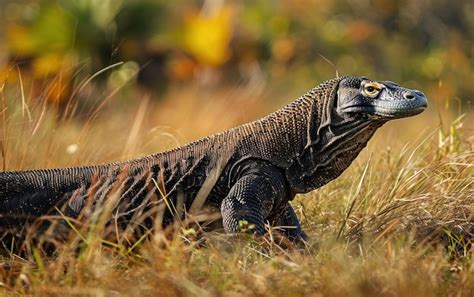 Premium Photo Shot Of A Komodo Dragon Walking On A Grass
