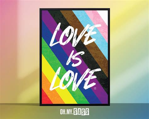 Rainbow Love Is Love Gay Lgbtq Print Pride Queer Lesbian Bisexual Trans Typography Poster