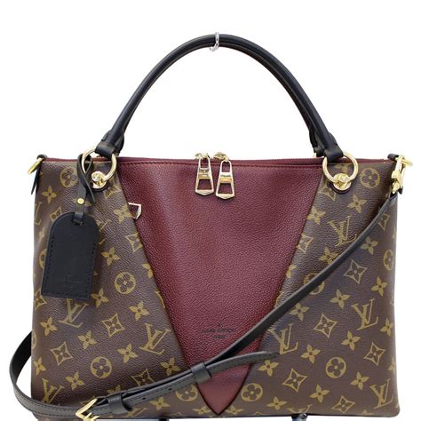 Louis Vuitton V Mm Monogram Canvas Tote Shoulder Bag Bordeaux Us