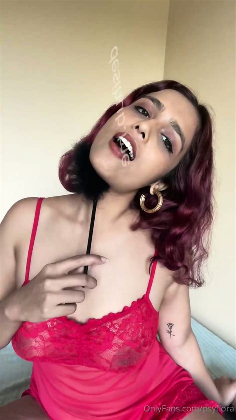 Psyflora Aka Tara Kundale Nude In Red Lingerie With Ball Gag Nipple Clamps