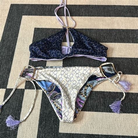 Victoria S Secret Swim Victorias Secret Double Sided Purple Patterned Bikini Poshmark