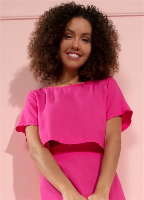 Quintess Blusa Pink Cropped Soltinha Cropped Plus Size Feminino