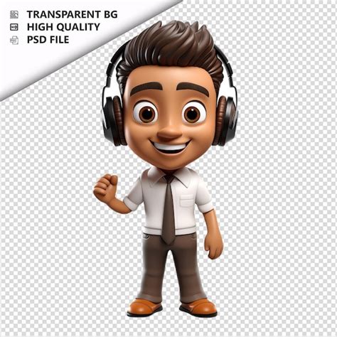 Persona Latina Escuchando Estilo De Dibujos Animados En D Fondo Blanco Archivo Psd Premium