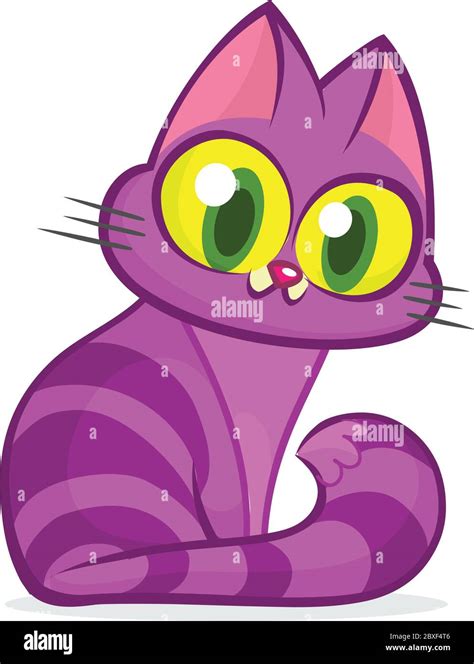 Cartoon pretty purple fat cat. Fat striped cat illustration isolated Stock Vector Image & Art ...