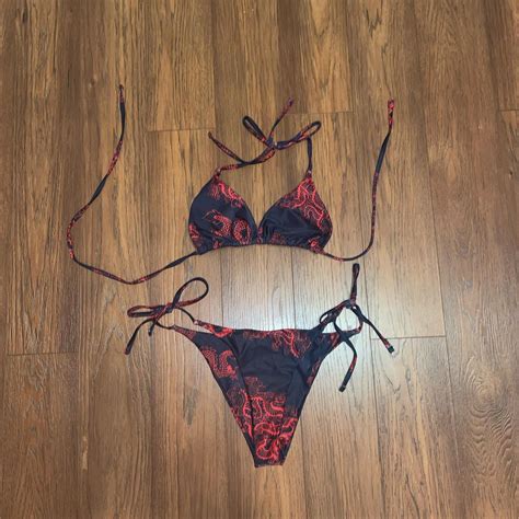 Dragon Print Bikini Barely Worn Perfect Depop