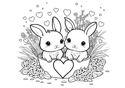 Dos Pequeños Conejos Páginas De Conejo Para Imprimir