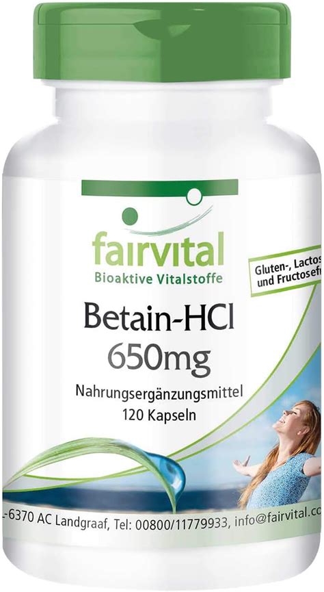 Betaine HCL 650mg - HIGH Dosage - Vegan - 120 Capsules - Betaine ...