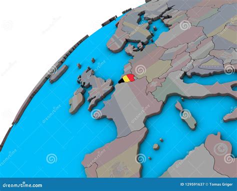 Belgium With Flag On 3D Globe Stock Illustration Illustration Of