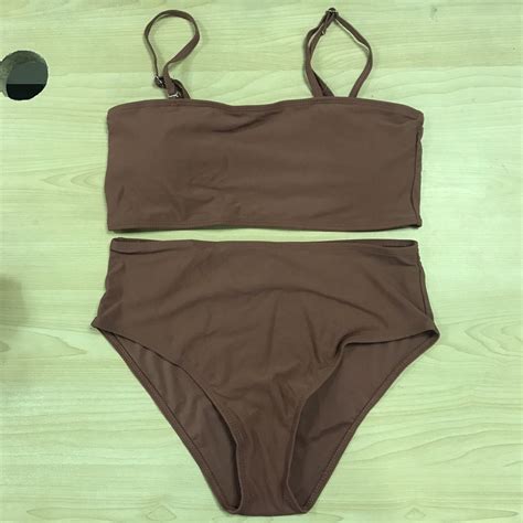 Basic Bikini Two Piece Bikini Color Trend Tube Swimsuit Push Up Swimwear Women Swimsuit Shopee