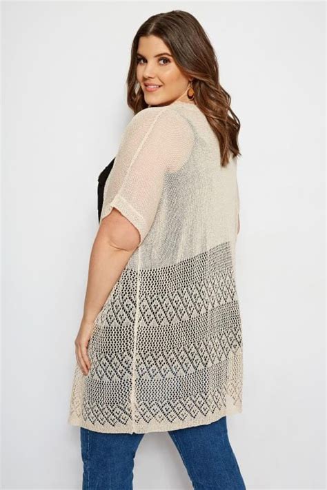Plus Size Nude Crochet Effect Cardigan Sizes To Yours Clothing