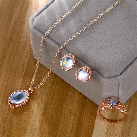 womens special pendant necklace earrings ring female jewelry color stone jewelry set  jewelry