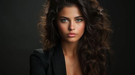 Premium AI Image Beautiful Brunette Girl With Red LipsHD 8K Wallpaper Stock Photographic Image