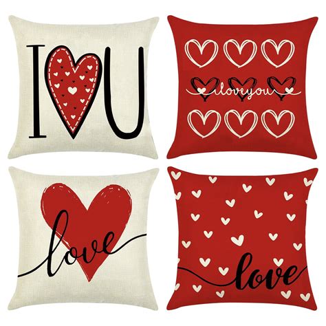 Thsue Valentines Day Pillow Covers X Set Of Love Heart Valentines