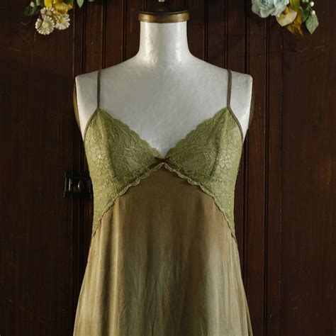 Bronze Brown Sheer Lace Silk Mini Lingerie Chemise Ca Gem