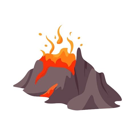 Premium Vector Volcano Of Colorful Set The Cartoonstyle Depiction Of The Volcano Rock In