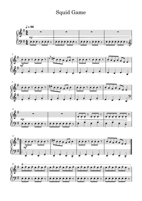 🥁 Squid Game — Way Back Then Piano Sheet Music Sheet Music Piano Sheet Easy Piano Sheet Music