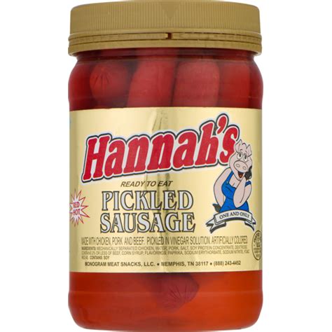 Hannah S Hannahs Pickled Sausage Red Hot Jar 16 Oz Instacart