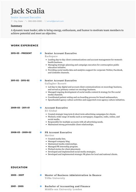 Account Manager Resume Senior Account Cv Examples Air Wikiresume