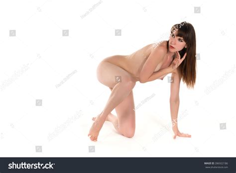 Tall Slender Brunette Nude On White Stock Photo Shutterstock