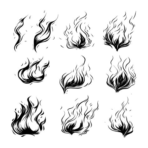 Premium Vector | Fire flame sketch set illustration