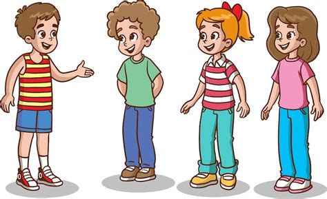 Grupo De Niños Charlando Ilustración Vectorial Vector Premium