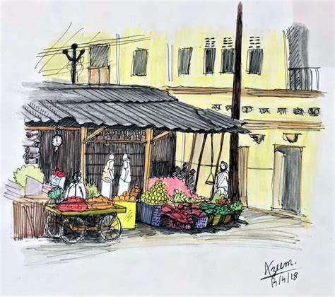 Vegetable Market Drawings