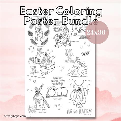 Easter Holy Week Coloring Poster Coloring Page Bundle Etsy Uk