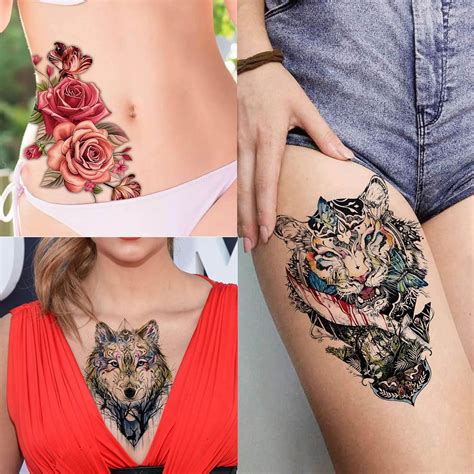 VANTATY 54 hojas de tatuajes temporales grandes de acuarela de búho