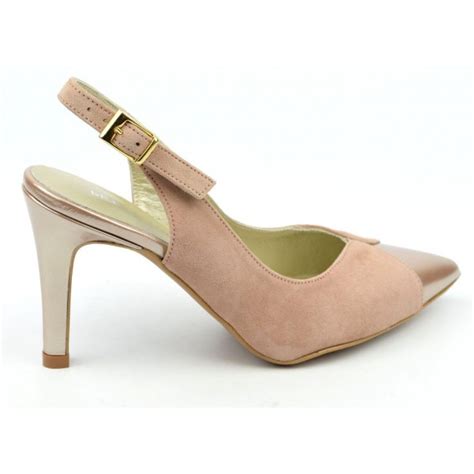 Sandales bouts pointus fermés cuir daim rose poudré et verni nude F2103 Nazca Brenda Zaro