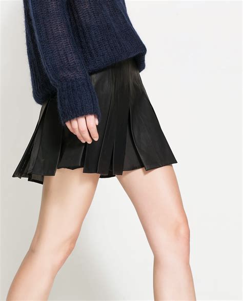 Zara New Collection Faux Leather Pleated Skirt Lookbook Ebay