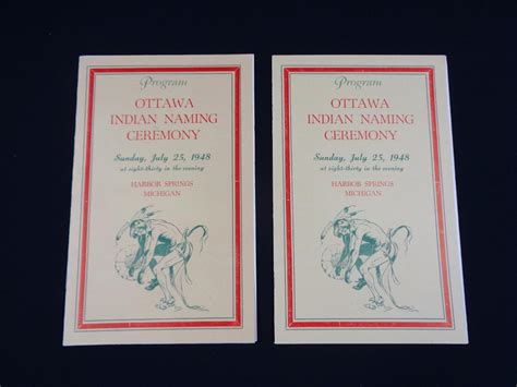 2 Vtg 1948 Ottawa Indian Naming Ceremony Programs Harbor Springs