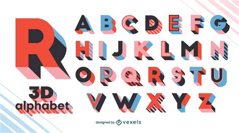 Alphabet Letters 3D Geometric Set Vector Download