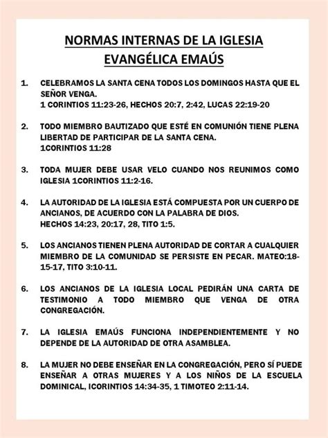 Reglas De La Iglesia Evangélica Un Camino De Fe Y Amor Iglesia Del Pilar