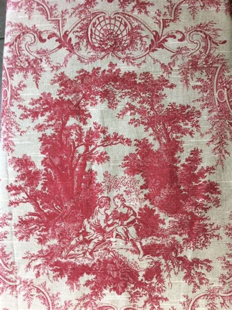 Red Toile Fabric by HillsideHouse on Etsy