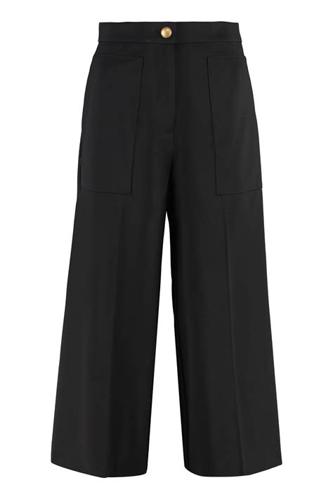 Pinko Svelto High Waist Wide Leg Trousers Black Editorialist