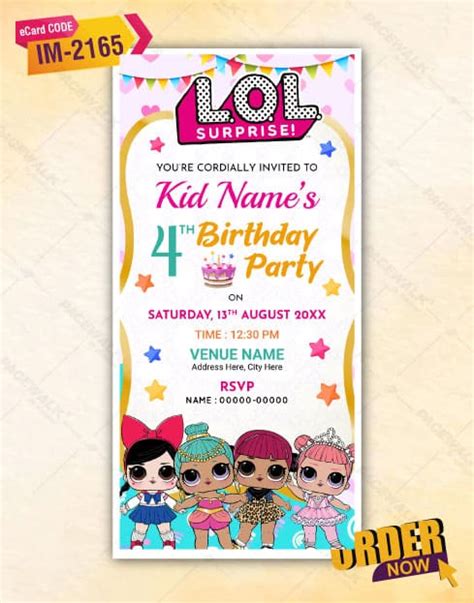 Editable Template Lol Surprise Doll Birthday Invitation Flash Sales