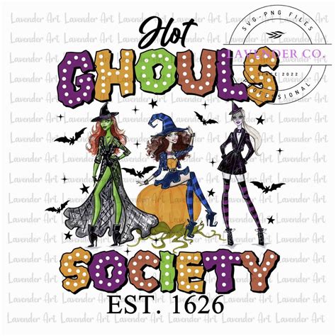 Hot Ghouls PNG Halloween Png Spooky Season Png Retro Halloween Png Halloween Witchy Png