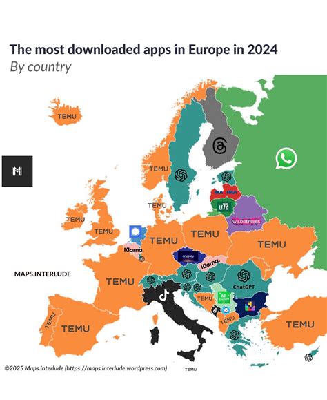 The Most Downloaded Apps By European Country In 2024 - Brilliant Maps