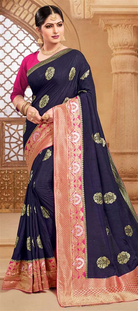 Traditional Wedding Blue Color Dolla Silk Silk Fabric Saree