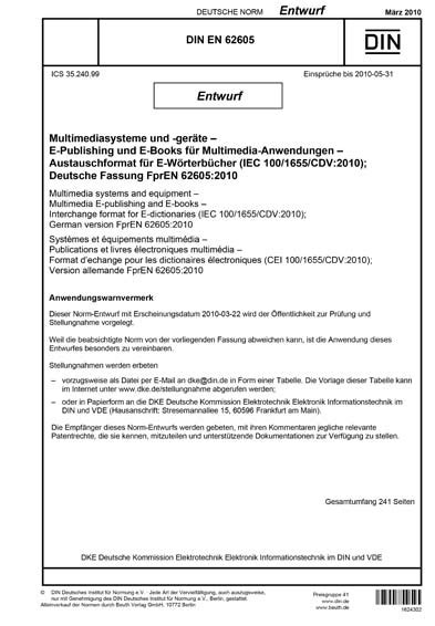 DIN EN 62605:2010 - Multimedia systems and equipment - Multimedia E ...