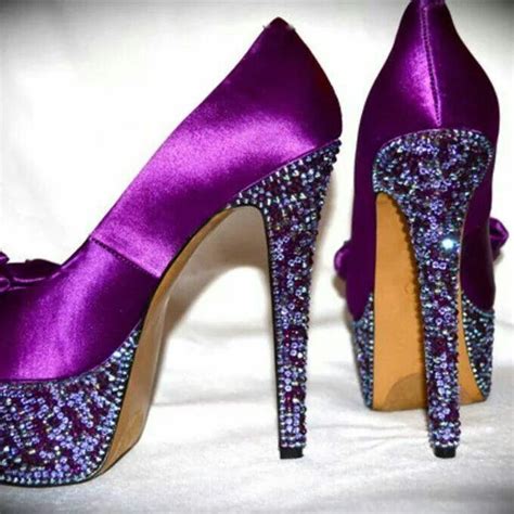 Amethyst Colored Satin Heels Wplatform Of Amethyst Crystals Purple