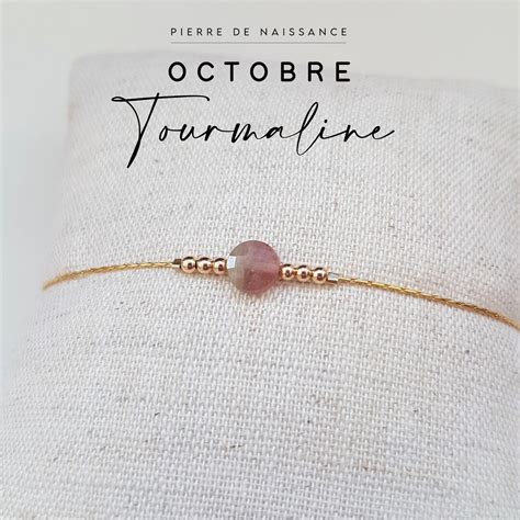 Pierre De Naissance Octobre Tourmaline Watermelon Idée Cadeau Femme