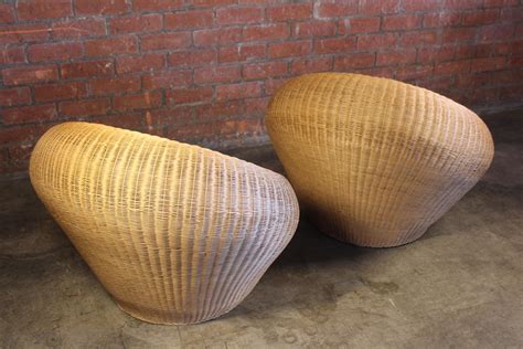Pair Of Wicker Chairs By Isamu Kenmochi Japan 1970s For Sale At