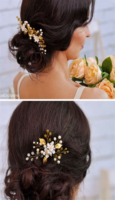 Bridal Hair Pins Flower Hair Accessory Crystal Hair Pins Bridal