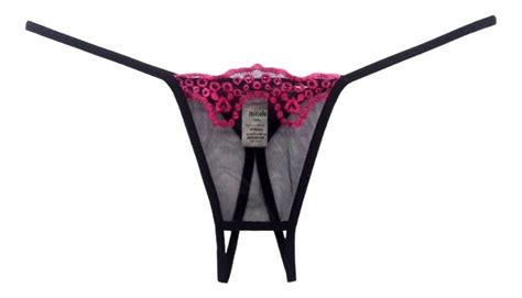 Kit Lingerie Calcinha Fio Dental Aberta Tule Bordada Linda Parcelamento Sem Juros