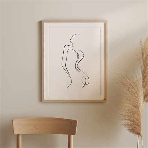 Abstract Woman Line Art Minimalist Nude Body Drawing Female Etsy