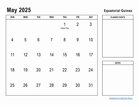 May 2025 Planner with Equatorial Guinea Holidays