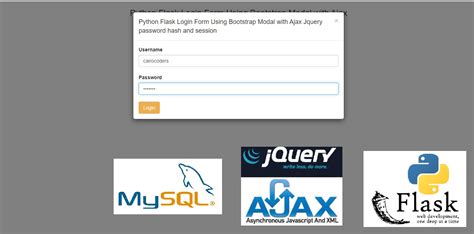 Python Flask Login Form Using Bootstrap Modal With Ajax Jquery Password